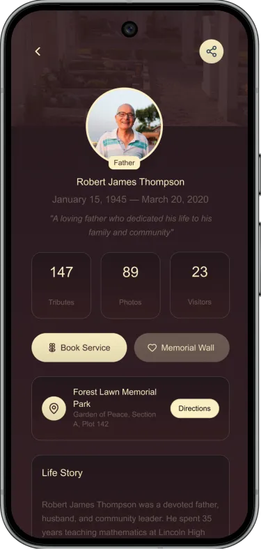 Grave Love App Vendor Screens