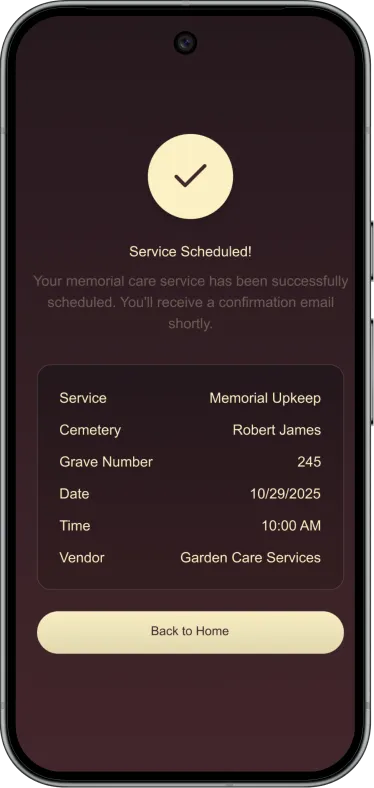 Grave Love App Vendor Screens