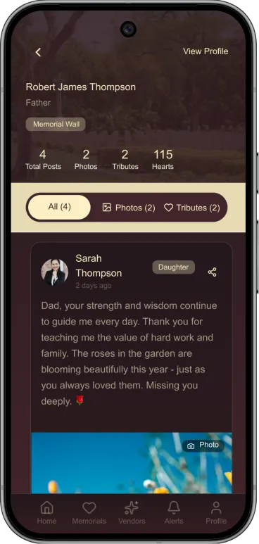 Grave Love App Vendor Screens