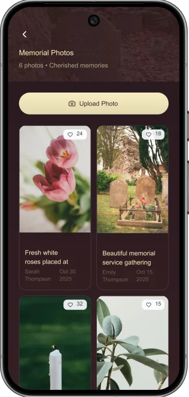 Grave Love App Vendor Screens