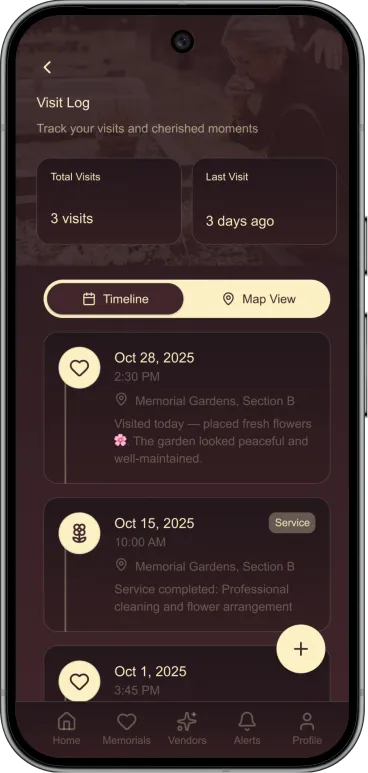 Grave Love App Vendor Screens