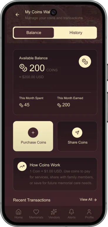 Grave Love App Vendor Screens