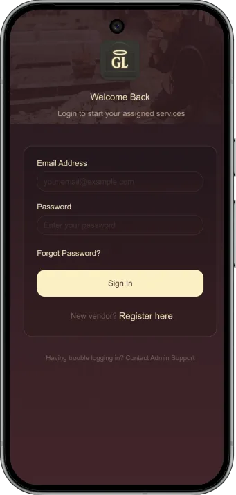 Grave Love App Vendor Screens