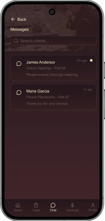 Grave Love App Vendor Screens